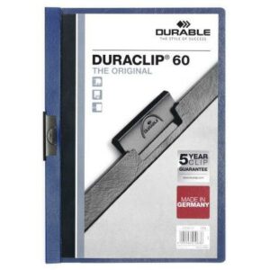 Dokumentmappe Durable Duraclip 60 Gennemsigtig Mørkeblå A4
