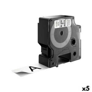 Lamineret tape til mærkningsmaskiner Dymo D1 53713 24 mm LabelManager™ Hvid Sort (5 enheder)