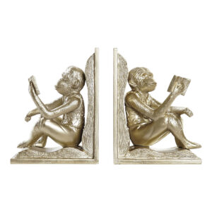 Držalo za knjige DKD Home Decor Champagne 13 x 12 x 17,5 cm Harpiks Kolonistil Abe
