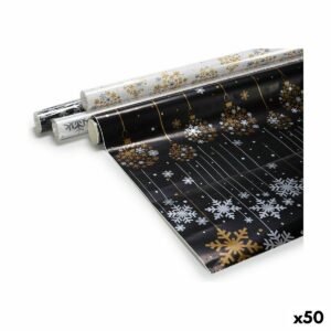 Gavepapir Krist+ Sort 70 x 200 cm 3 x 3 x 70 cm Jul (50 enheder)
