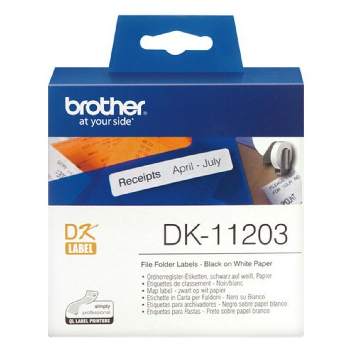 Lamineret tape til mærkningsmaskiner Brother DK11203 Hvid – billede 1