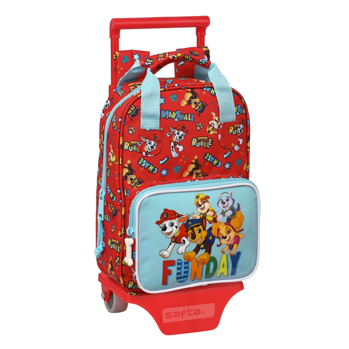 Skolerygsæk med Hjul The Paw Patrol Funday Rød Lyseblå (20 x 28 x 8 cm) – billede 1