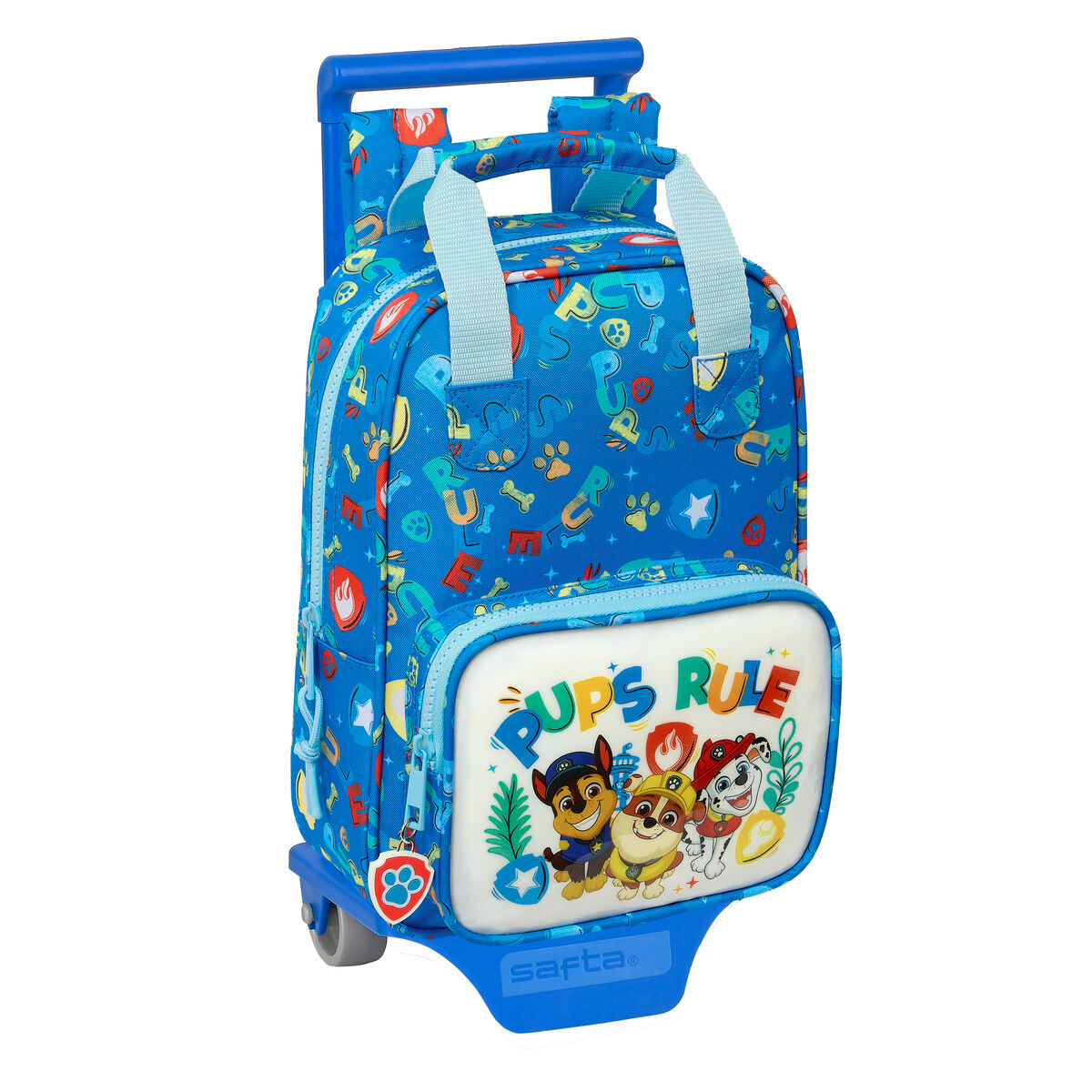 Skolerygsæk med Hjul The Paw Patrol Pups rule Blå 20 x 28 x 8 cm – billede 1