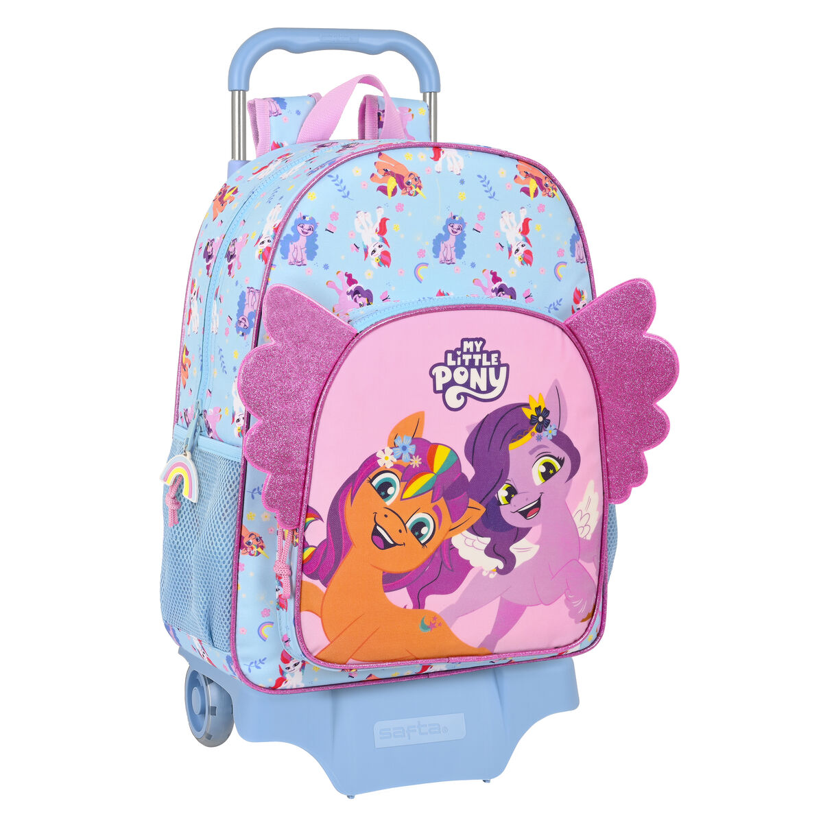 Skolerygsæk med Hjul My Little Pony Wild & free Blå Pink 33 x 42 x 14 cm – billede 1