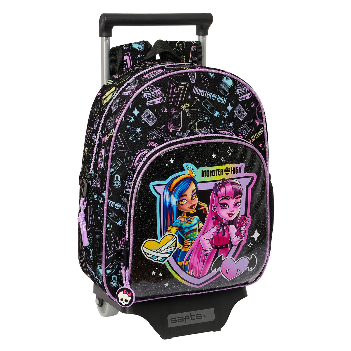 Skolerygsæk med Hjul Monster High Sort 28 x 34 x 10 cm – billede 1