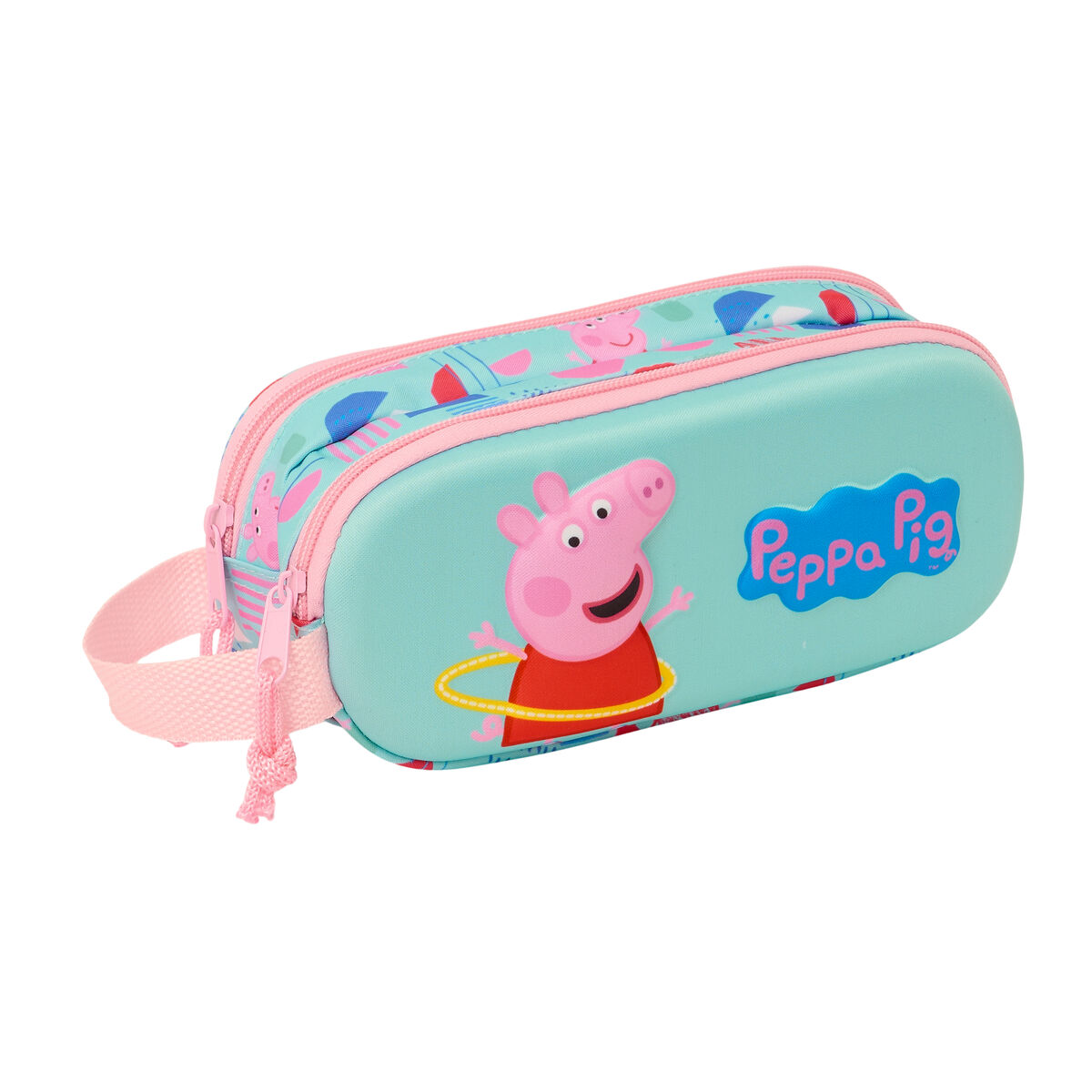 Dobbelt carry-all Peppa Pig Grøn Pink 21 x 8 x 6 cm 3D – billede 1