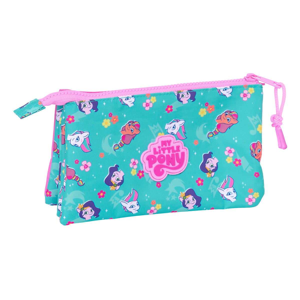Tredobbelt bæretaske My Little Pony Magic Pink Turkisblå 22 x 12 x 3 cm – billede 1
