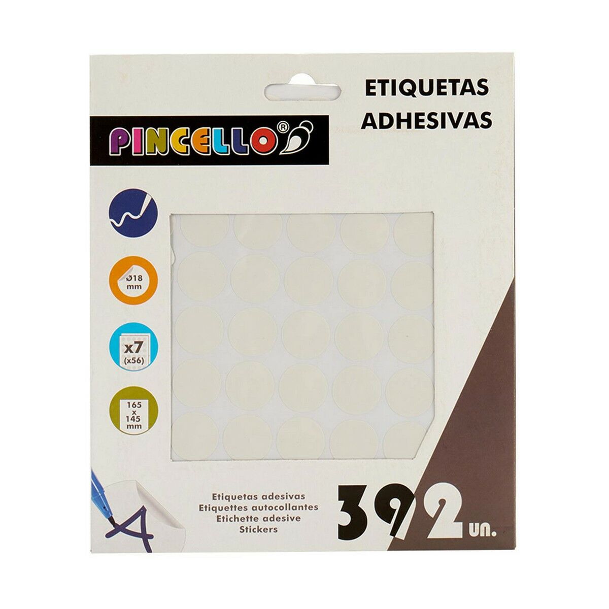 Selvklæbende etiketter Pincello Hvid Ø 18 mm (12 enheder) – billede 2