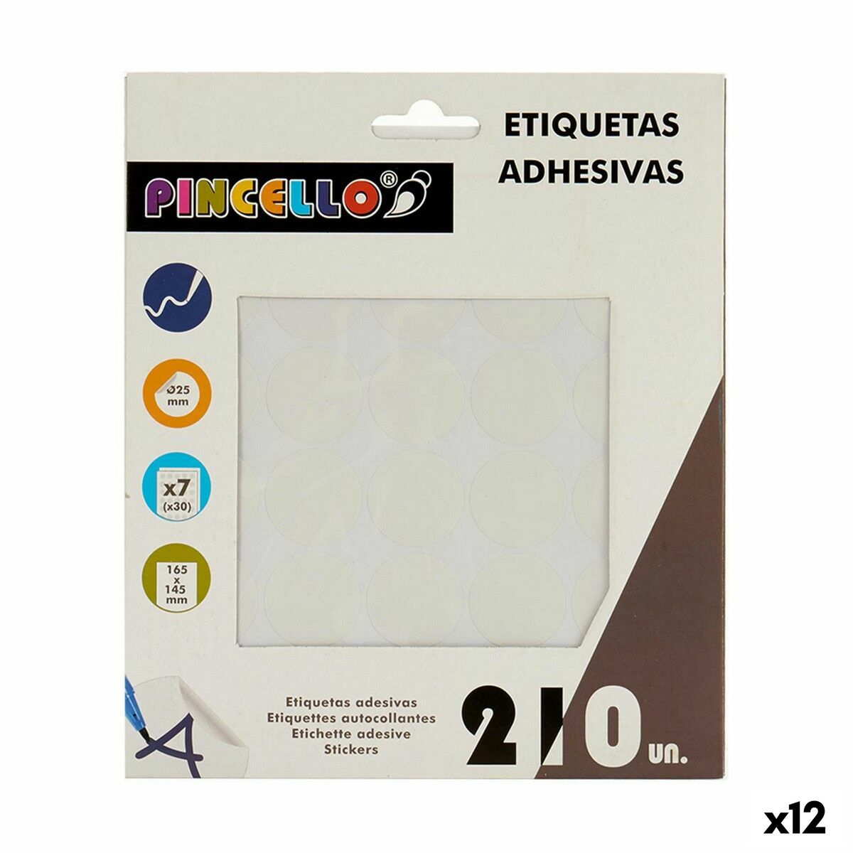 Selvklæbende etiketter Pincello Hvid Ø 25 mm (12 enheder)