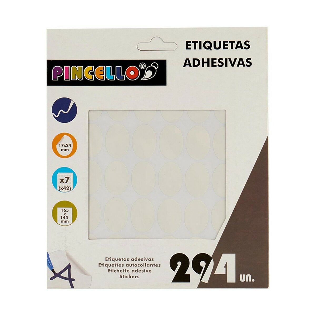 Selvklæbende etiketter Pincello Hvid 17 x 24 mm Oval (12 enheder) – billede 3
